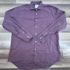 Billy Reid Shirt Standard Cut Button-Down Men's XL Plaid Red Long Sleeve‎